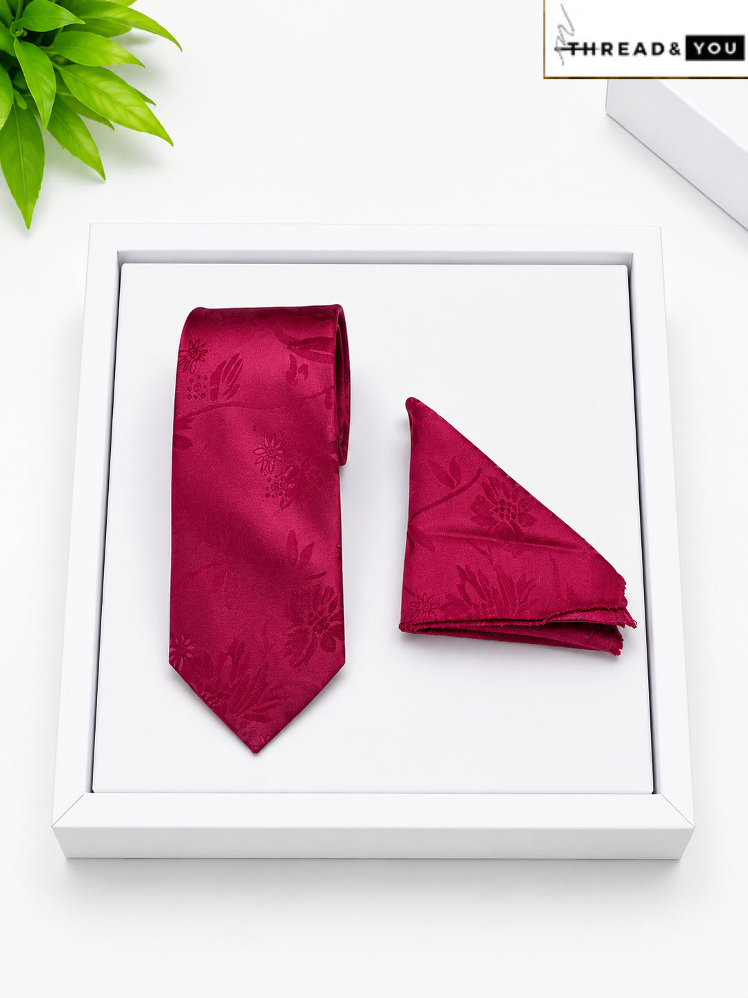 Men’s Deep Magenta Floral Satin Tie