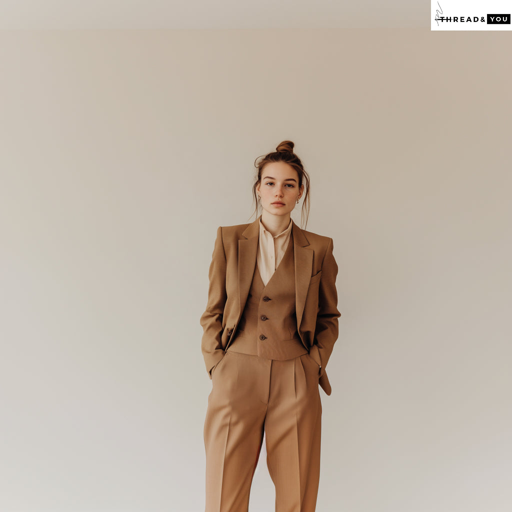 Caramel brown three piece suit