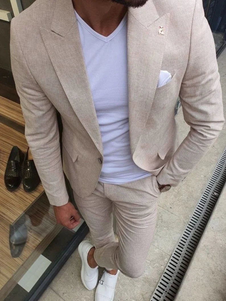 Beige two piece suit