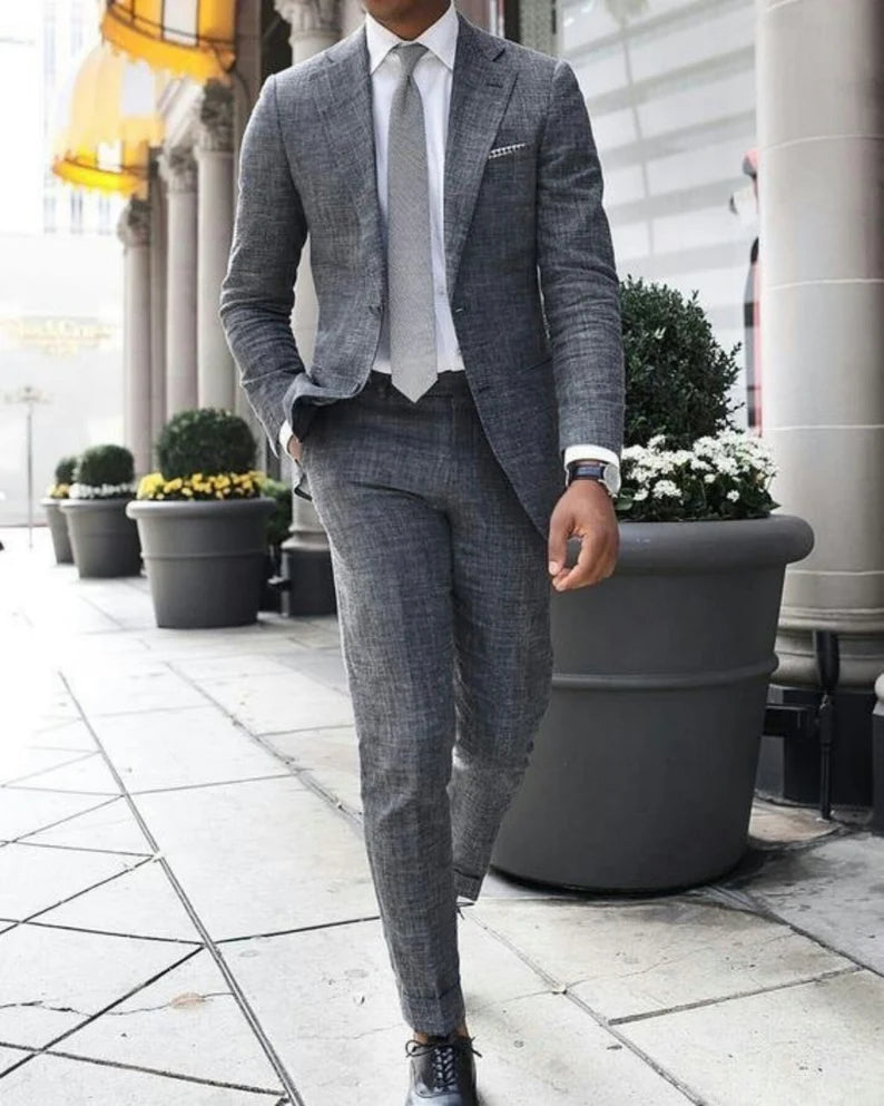 Textured Charcoal Grey Bestseller Suit – A Symbol of Power and Style