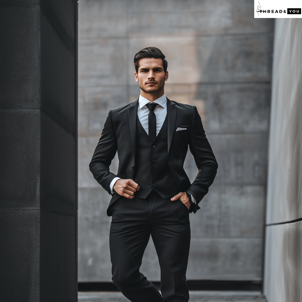 Black three piece suit