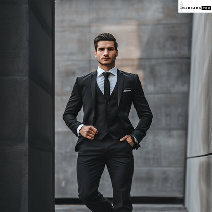 Black three piece suit