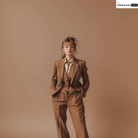 Chocolate Brown Women’s 3-Piece Slim Fit Suit with Notch Lapel – Ideal for Wedding Guests & Office Wear