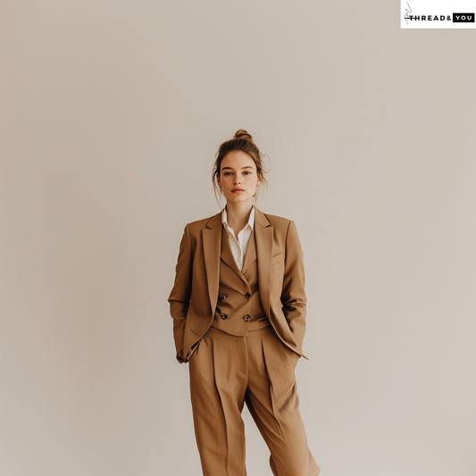 tan brown three piece suit