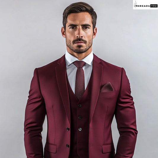 Wine three piece suit