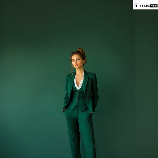 Forest green three piece suit