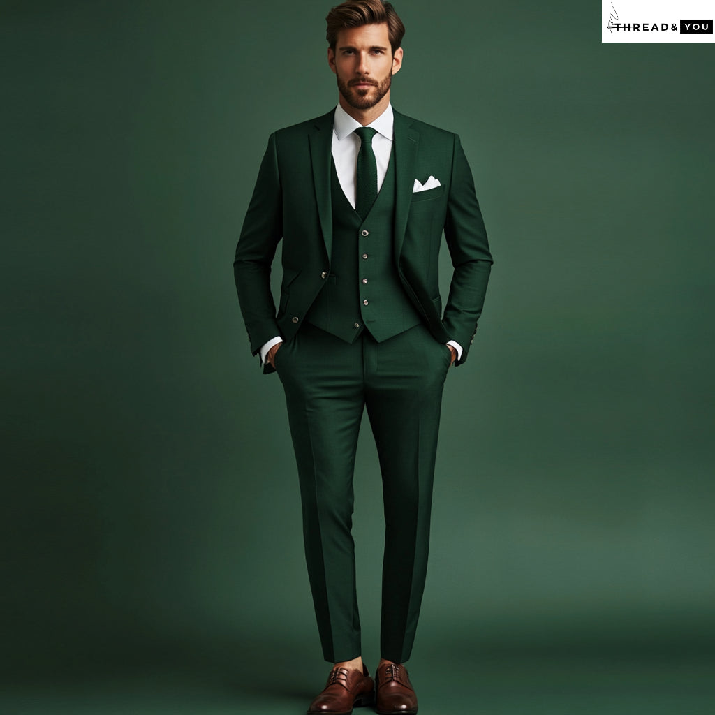 Deep green three piece suit