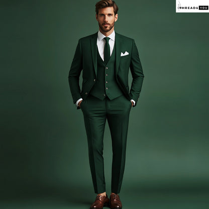 Deep green three piece suit