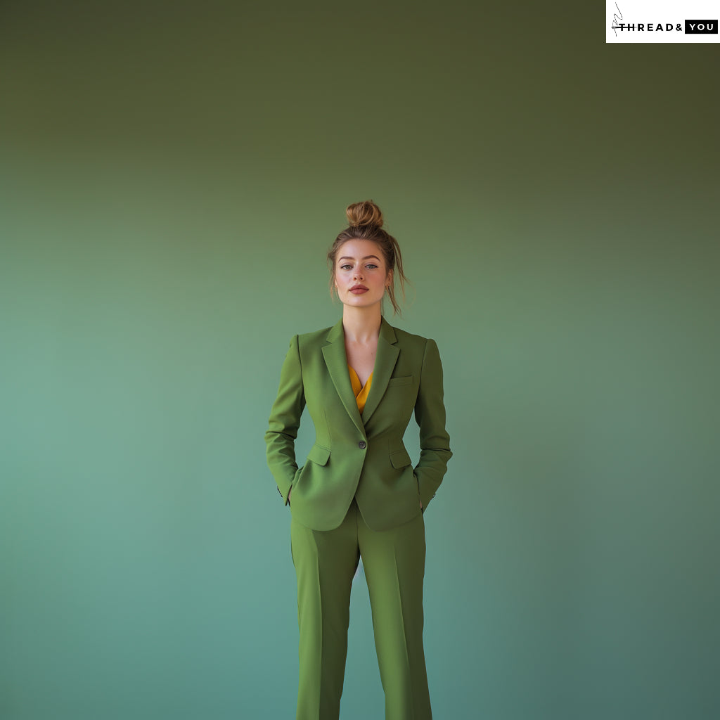 Olive green two piece suit
