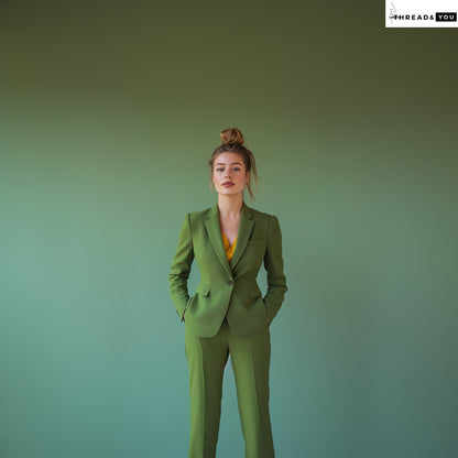 Olive green two piece suit