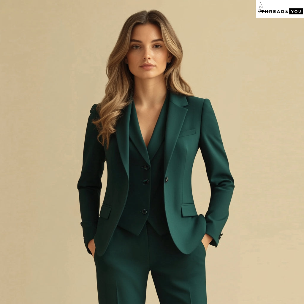 Dark green three piece suit