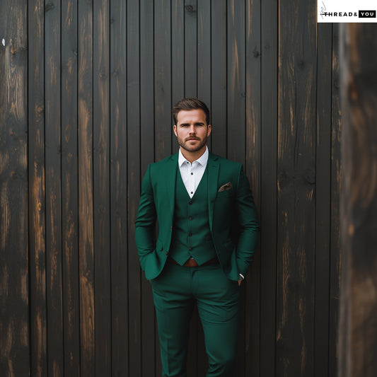 Green three piece suit