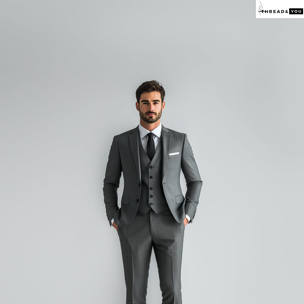 Cloud grey three piece suit
