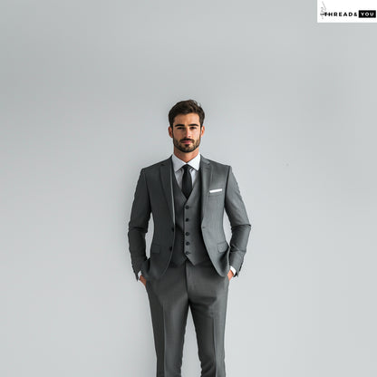 Cloud grey three piece suit