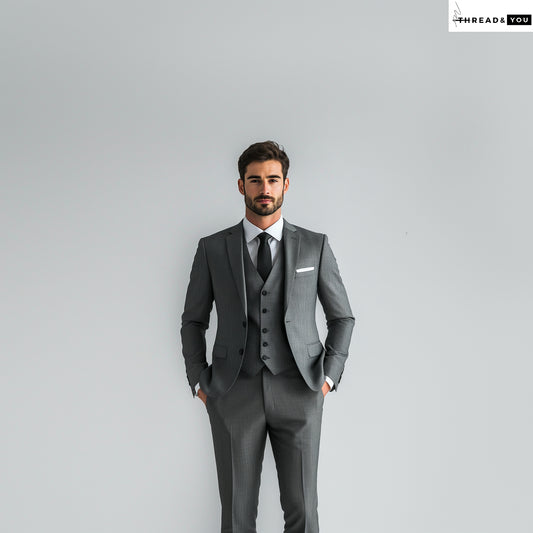 Cloud grey three piece suit