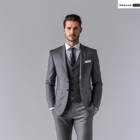 Grey three piece suit