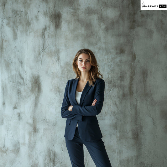 Navy blue two piece suit