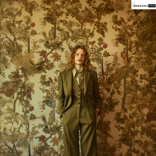 Army green three piece suit