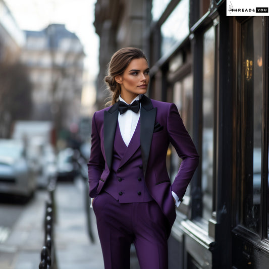 Women purple tuxedo