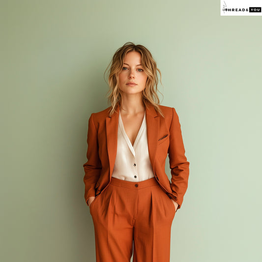 Burnt orange two piece suit