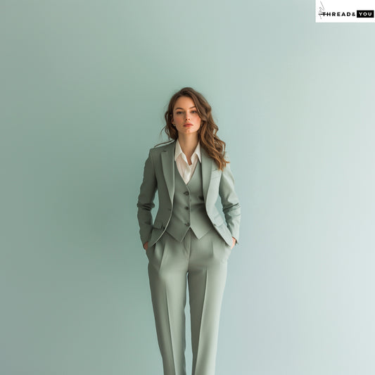 Sage green three piece suit