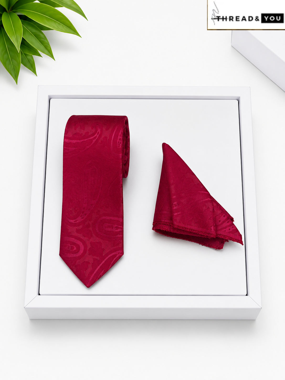 Wine Red Paisley Satin Tie