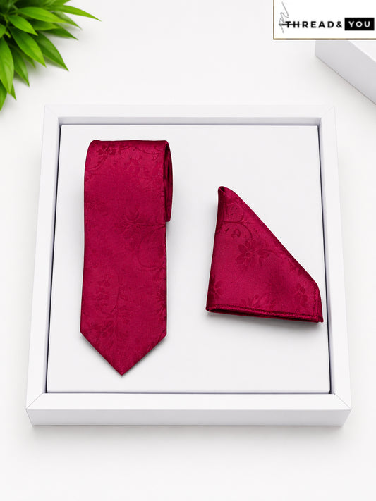  Deep Magenta Floral Jacquard Tie