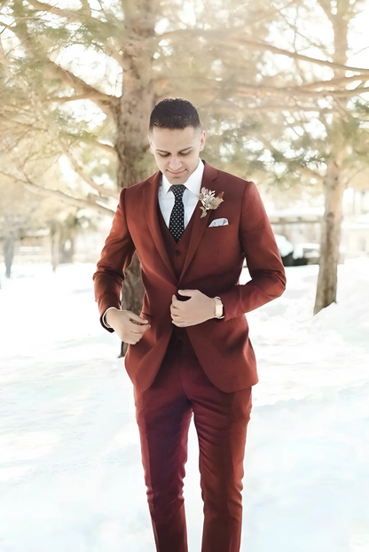 rust brown three piece suit
