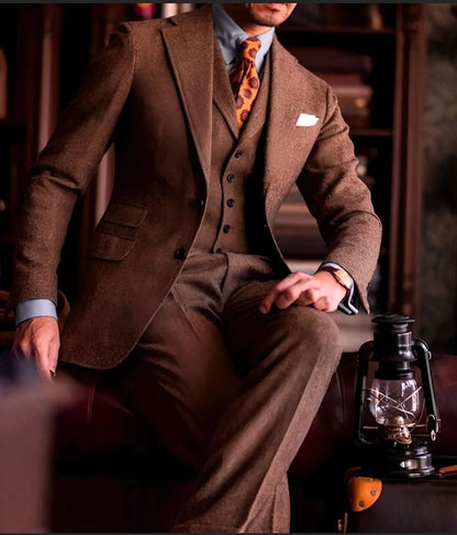Caramel brown three piece suit