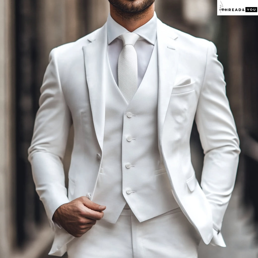White three piece suit