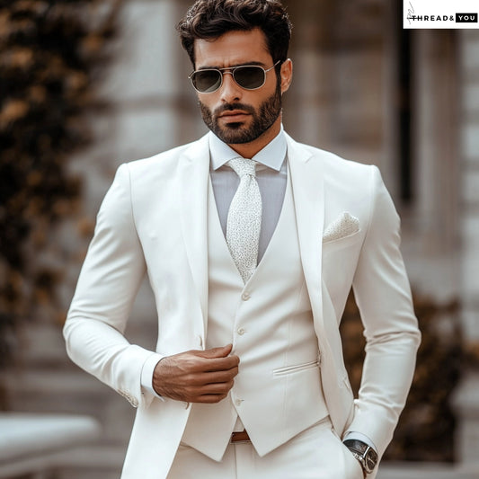 White three piece suit