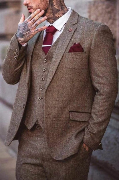 Warm grey three piece suit