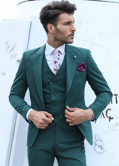 Peacock green three piece suit