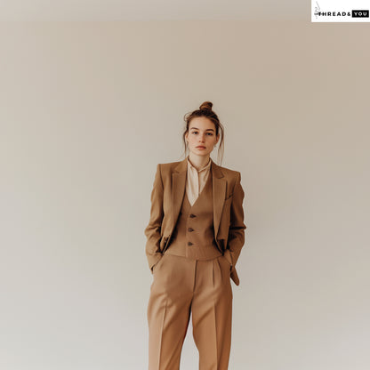 Caramel brown three piece suit