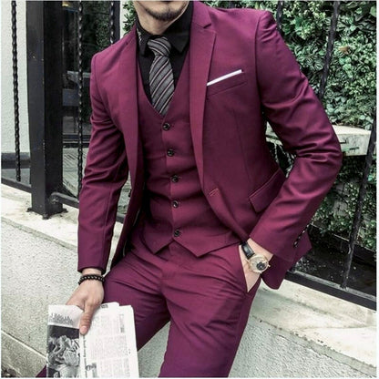 Plum three piece suit