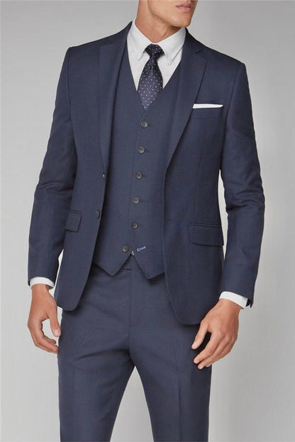 Space Blue Slim Fit Three-Piece Suit – Modern Elegance with Notch Lapel & Tailored Fit