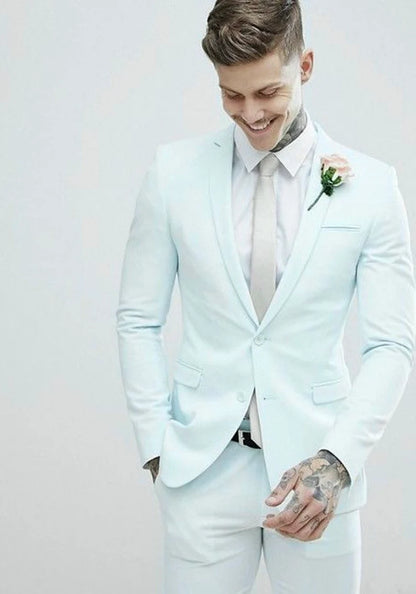 Modern Elegance: Baby Blue Two-Piece Suit for a Timeless Look