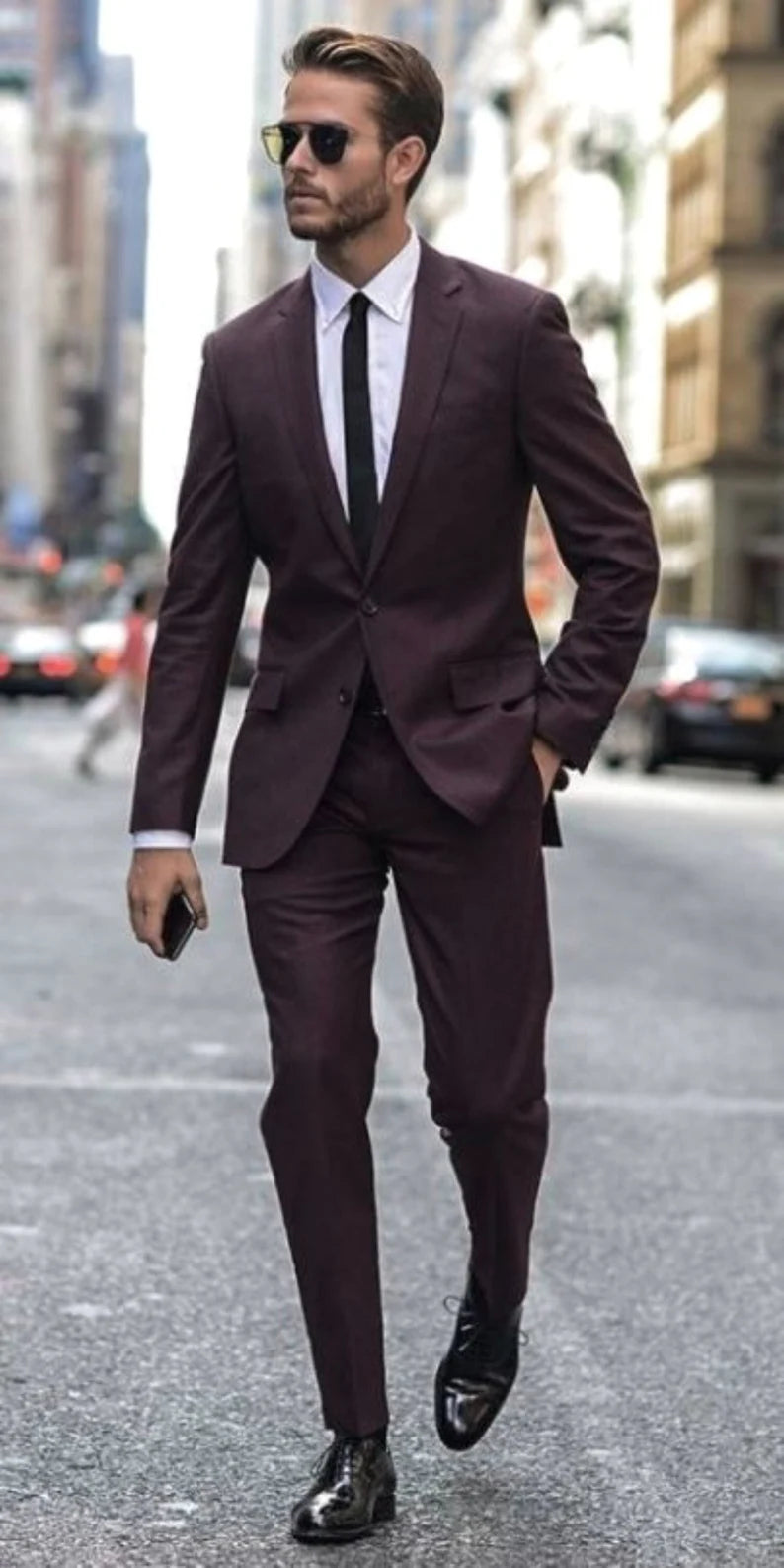 Burgundy Two-Piece Suit with Notch Lapel – A Statement of Style – Thread&You