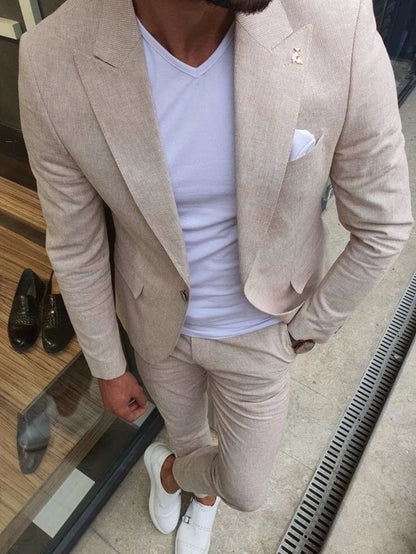 Beige two piece suit