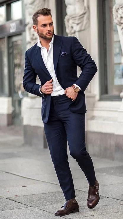 navy two piece suit
