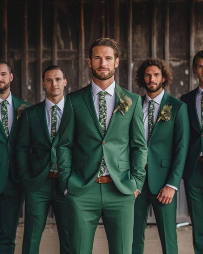 Forest Green Slim Fit Two-Piece Suit: A Bold Statement in Timeless Style