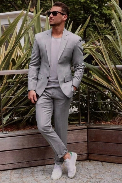 grey two piece suit