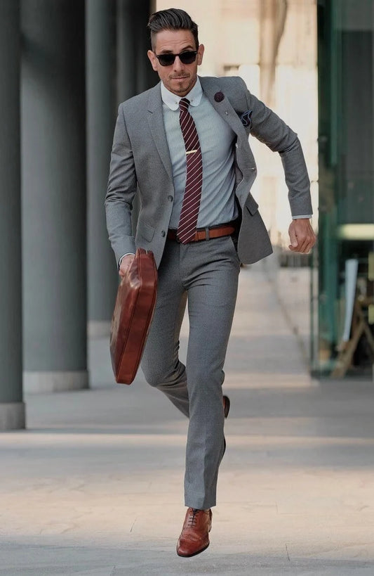 Premium Charcoal Two-Piece Suit with Notch Lapels and Two-Button Jacket